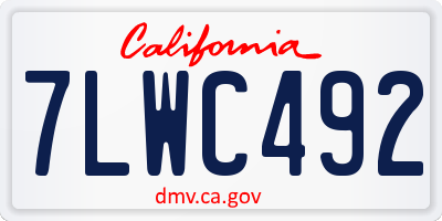 CA license plate 7LWC492