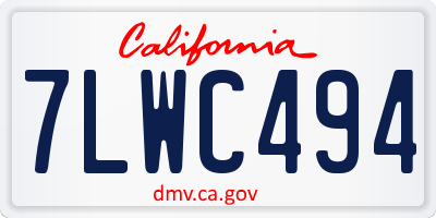 CA license plate 7LWC494