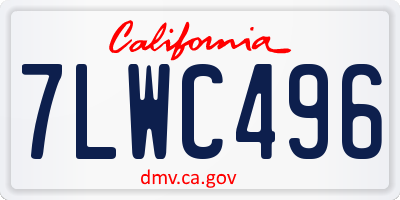 CA license plate 7LWC496