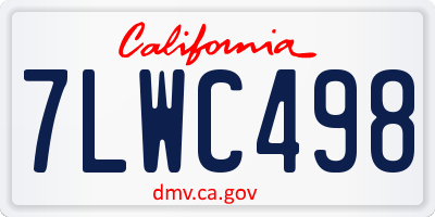 CA license plate 7LWC498