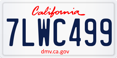 CA license plate 7LWC499