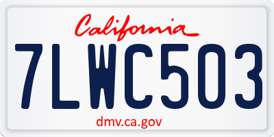 CA license plate 7LWC503