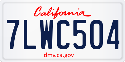 CA license plate 7LWC504