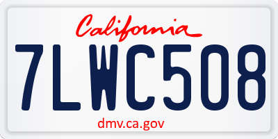 CA license plate 7LWC508