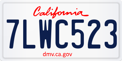 CA license plate 7LWC523