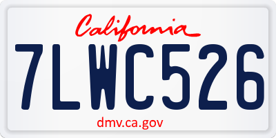 CA license plate 7LWC526