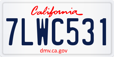 CA license plate 7LWC531