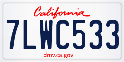 CA license plate 7LWC533