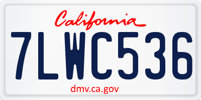 CA license plate 7LWC536