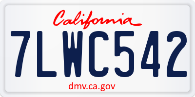 CA license plate 7LWC542