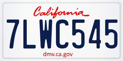 CA license plate 7LWC545