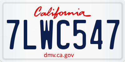 CA license plate 7LWC547