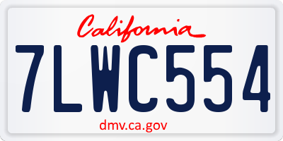 CA license plate 7LWC554