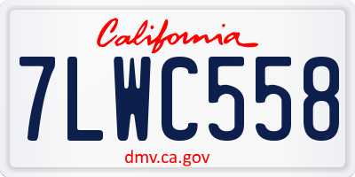 CA license plate 7LWC558
