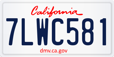 CA license plate 7LWC581