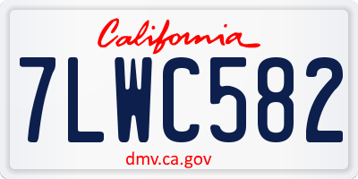 CA license plate 7LWC582