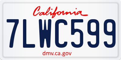 CA license plate 7LWC599