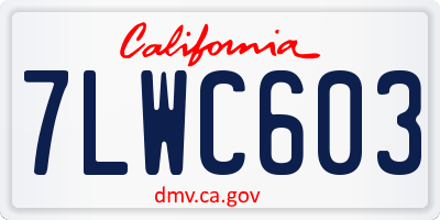 CA license plate 7LWC603