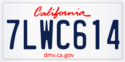 CA license plate 7LWC614