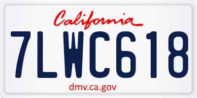 CA license plate 7LWC618