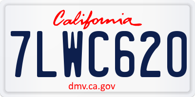 CA license plate 7LWC620