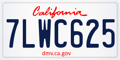 CA license plate 7LWC625