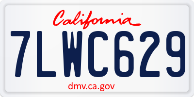 CA license plate 7LWC629