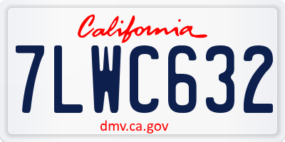 CA license plate 7LWC632