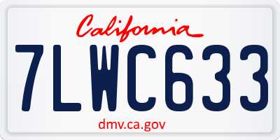 CA license plate 7LWC633