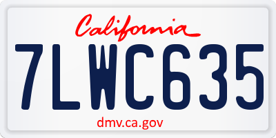 CA license plate 7LWC635
