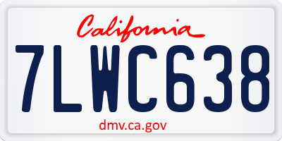 CA license plate 7LWC638