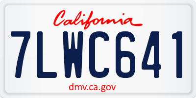 CA license plate 7LWC641