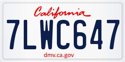 CA license plate 7LWC647