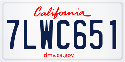 CA license plate 7LWC651