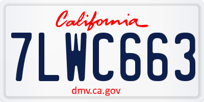 CA license plate 7LWC663