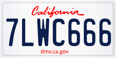 CA license plate 7LWC666