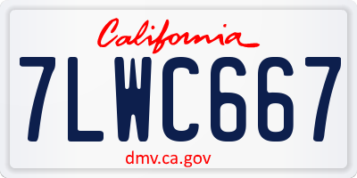 CA license plate 7LWC667