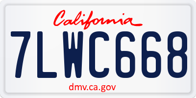 CA license plate 7LWC668