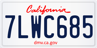 CA license plate 7LWC685