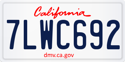 CA license plate 7LWC692