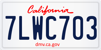 CA license plate 7LWC703