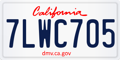 CA license plate 7LWC705