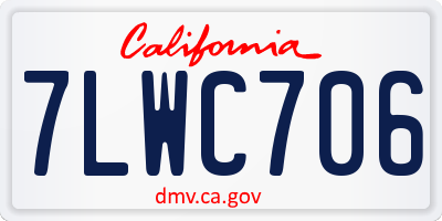 CA license plate 7LWC706