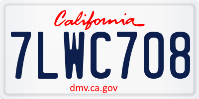 CA license plate 7LWC708