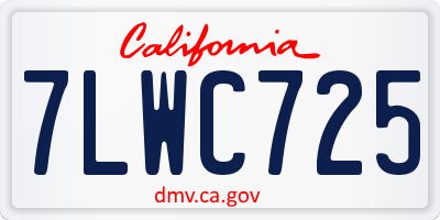 CA license plate 7LWC725