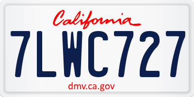 CA license plate 7LWC727