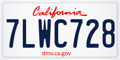 CA license plate 7LWC728