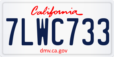CA license plate 7LWC733
