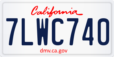 CA license plate 7LWC740