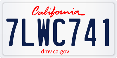 CA license plate 7LWC741